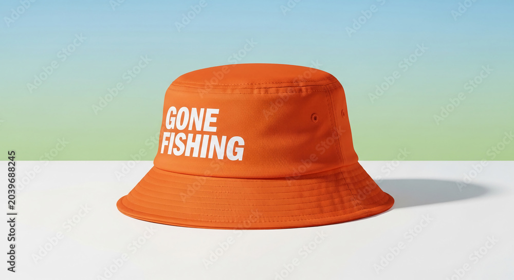 Fototapeta premium Orange bucket hat with 