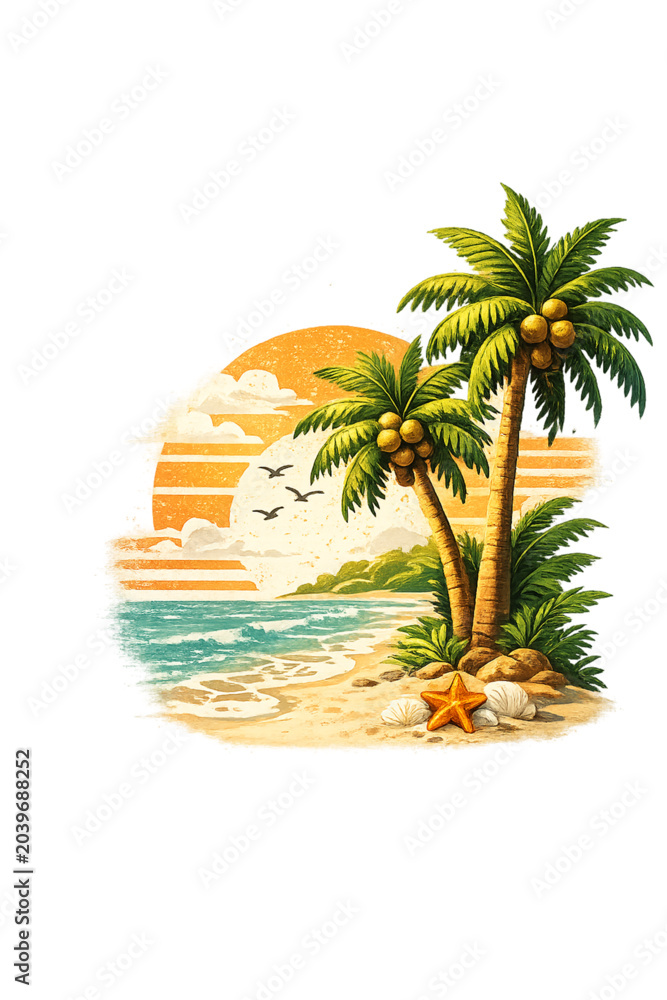 Fototapeta premium The Beach Tropical sunset with palm trees