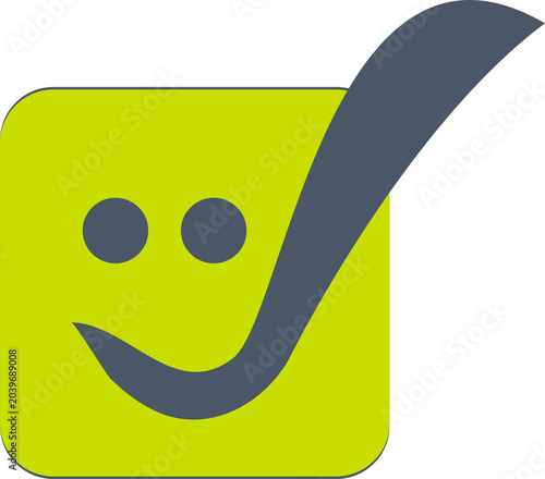 Green Check Logo
Green Square Smiling Check Mark Logo Icon — Modern Positive Brand Design Illustration on Transparent Background
