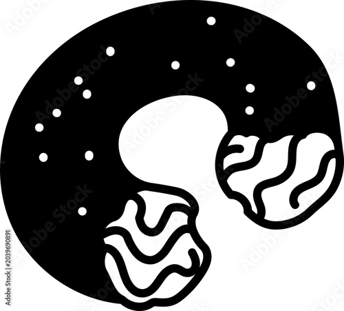 Canvastavla donut bite chocolate swirl hand drawn bakery and pastry line illustration