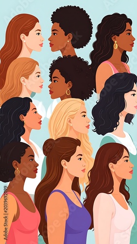 Diverse women profile portraits