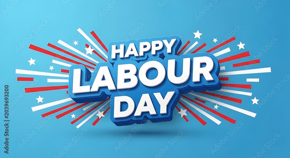 Obraz premium Happy labour day banner with patriotic stars and stripes