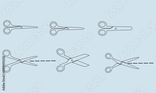 Collection of blank electronic devices and frames in flat line art style on white background