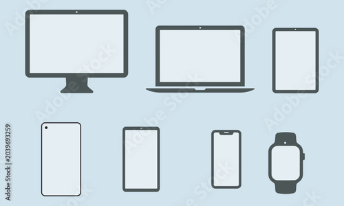 Line art icons of scissors cutting and paper clips in black and white minimalist style