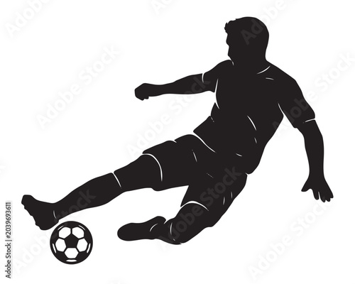 Fotografia Football player defending with slide tackle vector illustration