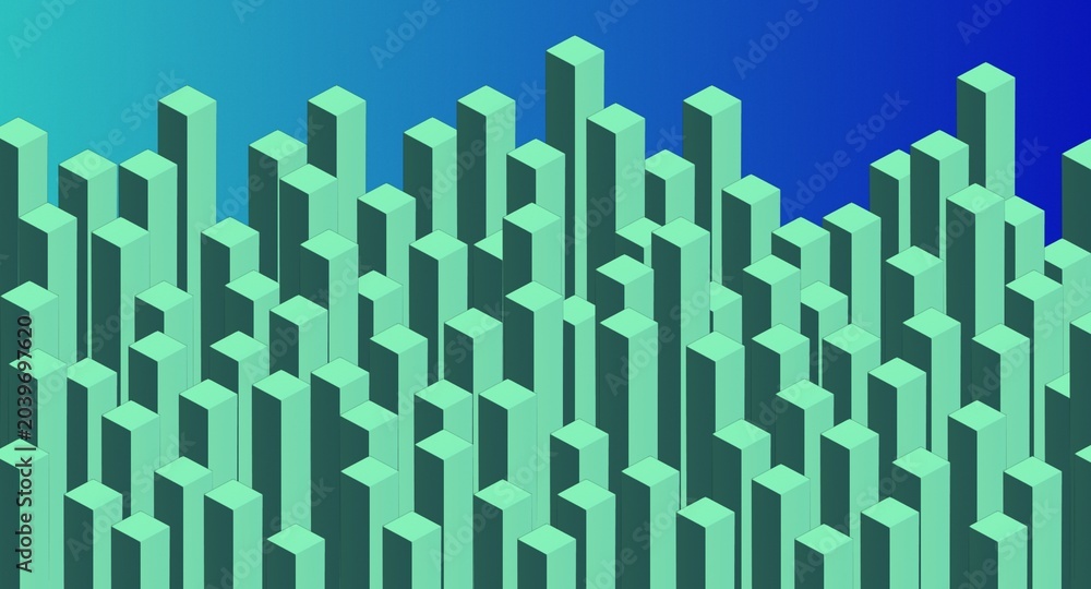 Fototapeta premium Abstract background with green cubes