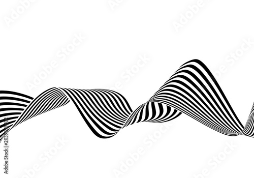 Dynamic curved stripes creating illusion of volume and movement in modern minimalist design. Eps 10
