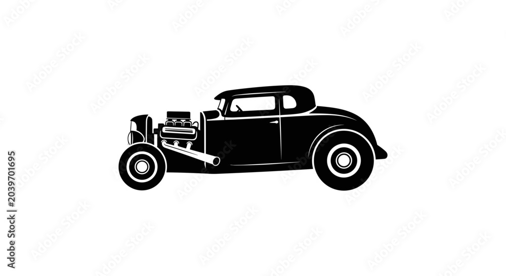 Obraz premium Classic Black Hot Rod Coupe Silhouette.