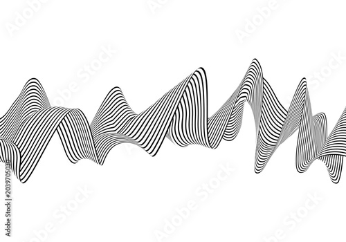 Original black and white wave with volumetric folds creating a play of light and shadow. Eps 10
