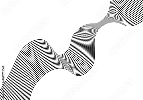 Creative black and white wave with linear pattern ideal for stylish banners posters and covers. Eps 10