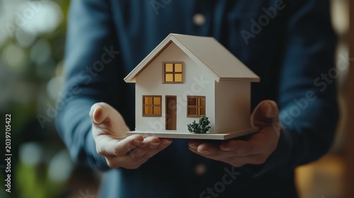 Real Estate Agent Showing Model House to Client for Property Purchase Agreement
