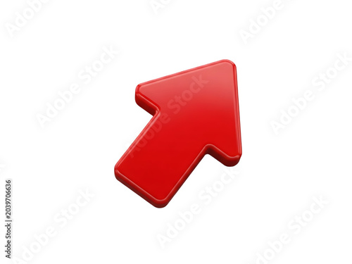 3D Red Right Arrow Icon Isolated on Transparent Background Minimalist Design