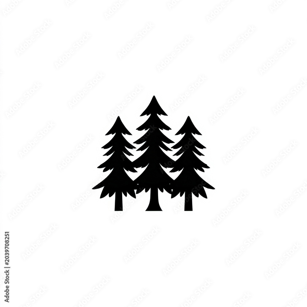 Obraz premium Silhouette of evergreen trees creating a natural and tranquil ambiance, perfect for depicting wilderness, serenity, or environmental themes in various design projects,