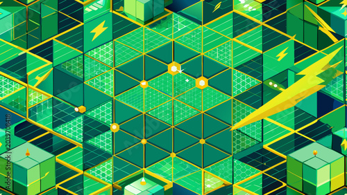 A green and yellow geometric pattern