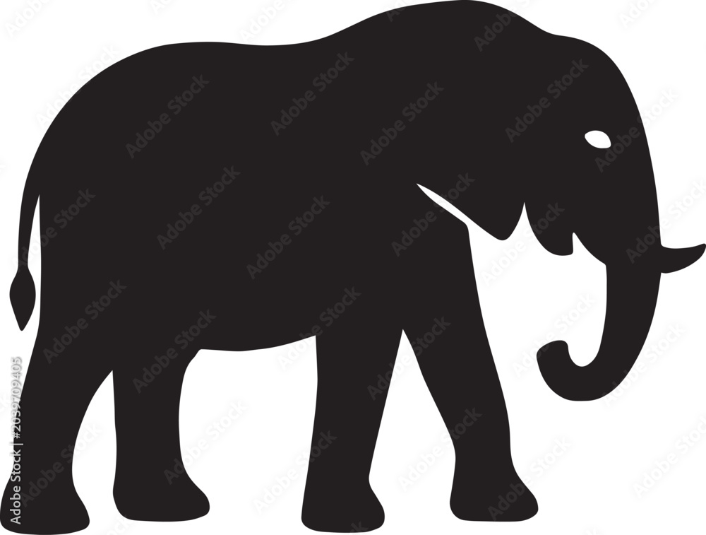 Fototapeta premium Random Elephant Walking Vector Animal Silhouette Illustration