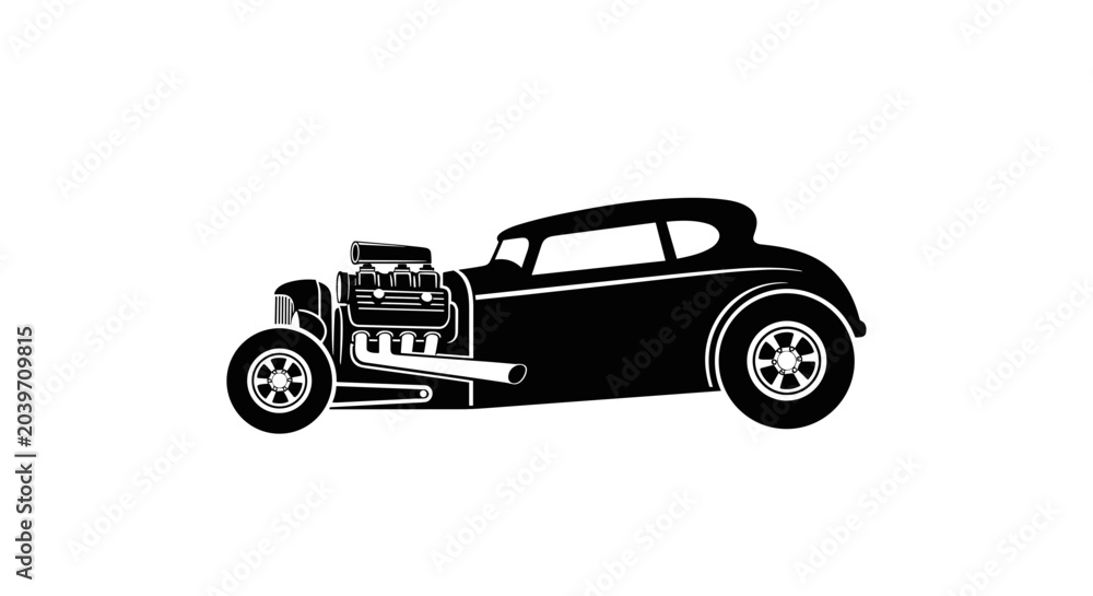 Fototapeta premium Classic Hot Rod Car Silhouette.