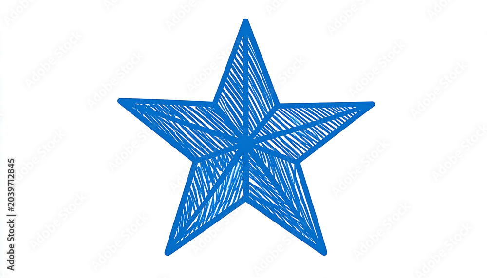 Fototapeta premium Sketchy blue star icon isolated on white background, representing a simple award or rating symbol