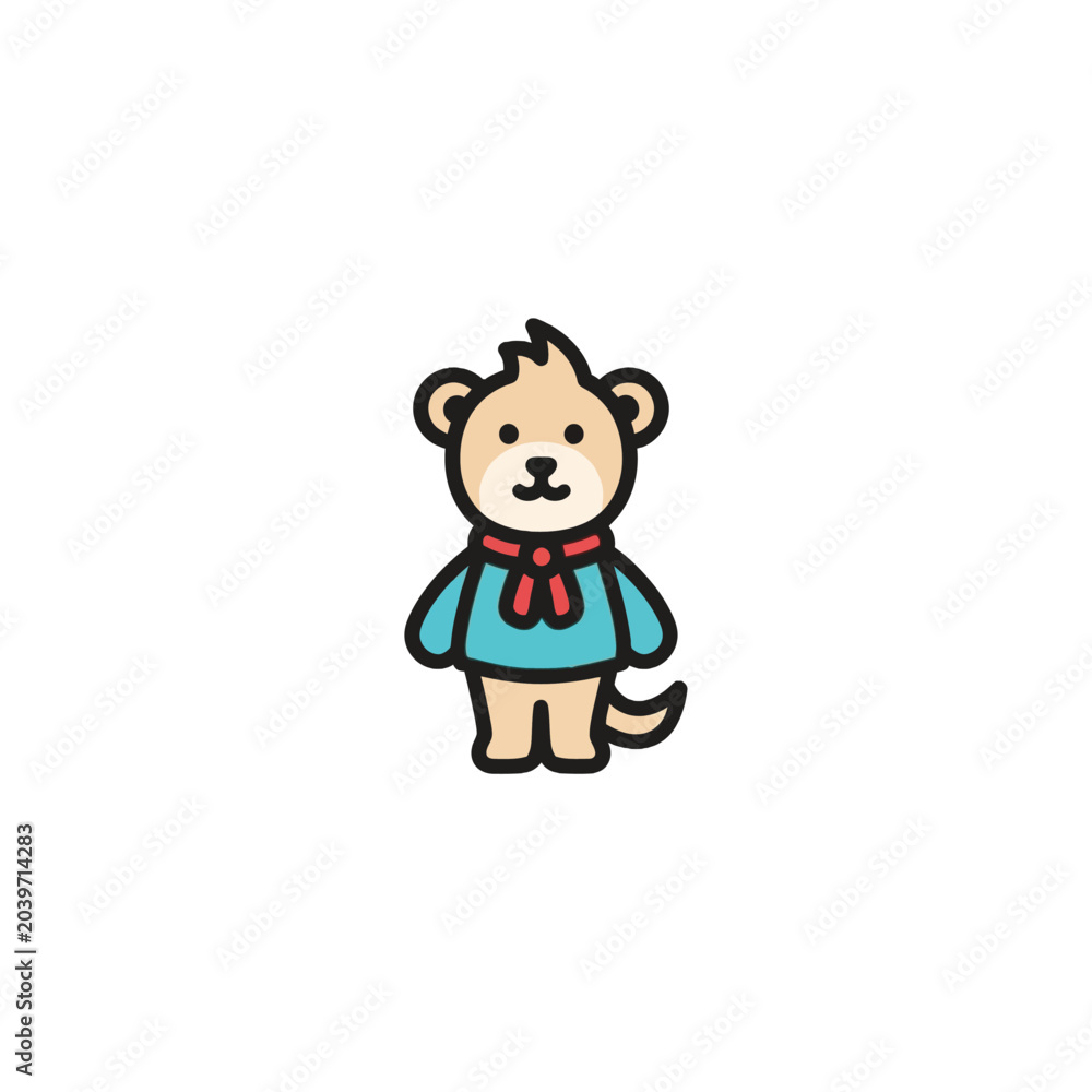 Fototapeta premium Cute cartoon lion wearing clothes.