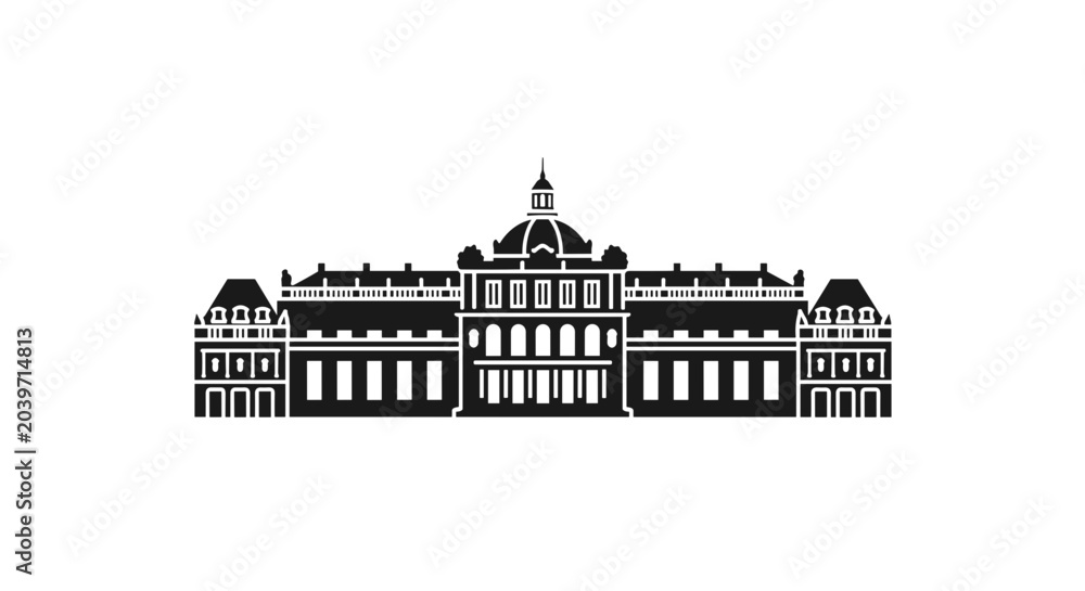 Obraz premium Grand Palace Architecture Silhouette Vector Illustration.