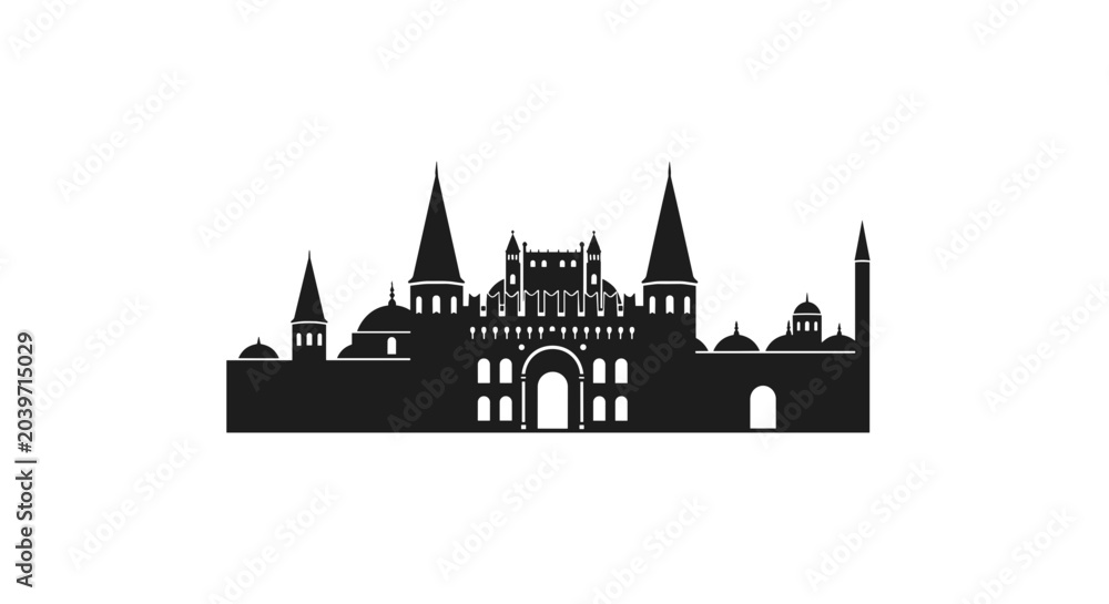 Fototapeta premium Topkapi Palace Istanbul Silhouette Landmark.