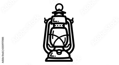 Antique hurricane lamp featuring a protective wire cage and sturdy base depicted in a clean line drawing format for versatile design applications.
