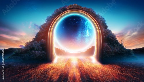 Fantasy Glowing Magical Portal To Another Land