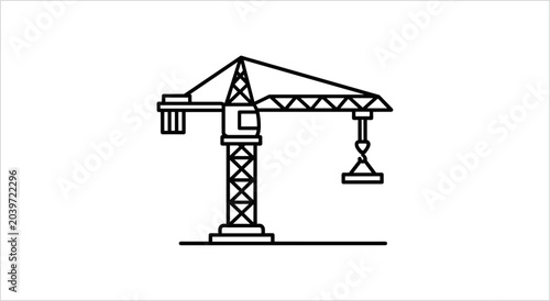 Valokuva Construction Crane Icon Vector Illustration Simple Line Art.