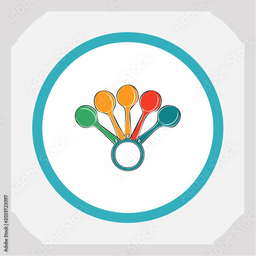 Set of colorful measuring spoons on a ring