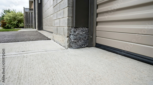 Garage door gap sealed with isolated on a clean white background