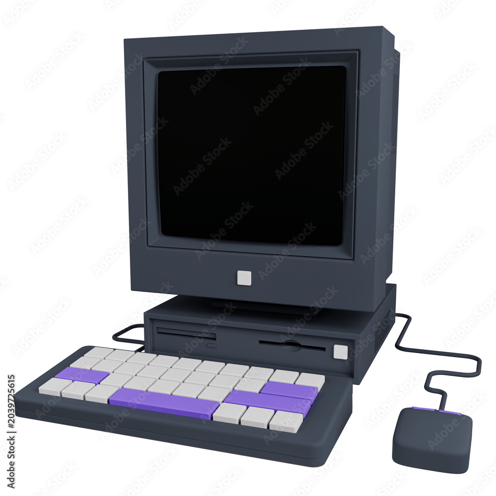 Fototapeta premium Vintage personal computer with monitor keyboard and mouse.