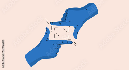Quadro su tela Abstract vector illustration of hands framing a subject with focus lines