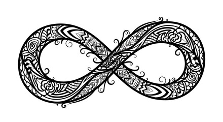 Infinity symbol with black floral patterns