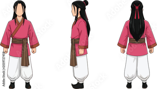 Bilde på lerret Coat on a fashion mannequin in bright pink wool, long sleeves and belt, front an