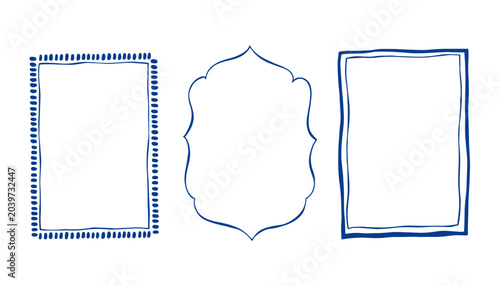 Foto Mediterranean whimsical blue coastal vector frames