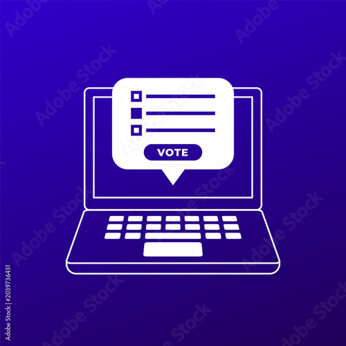 Fotografía Online voting vector icon with laptop