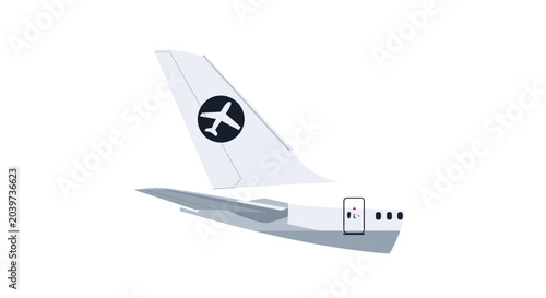 Bilde på lerret Airplane tail and fuselage with logo, aviation concept, vector illustration