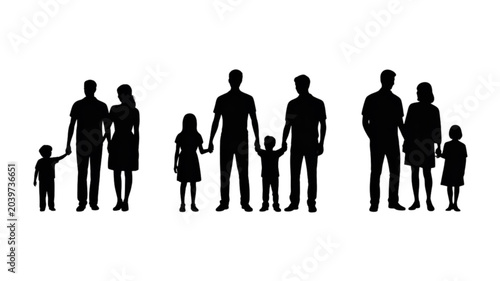 Silhouette Illustration Of Families Holding Hands Together