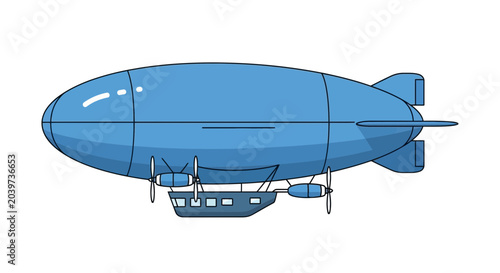 Foto Blue Airship Blimp Illustration Isolated on White Background