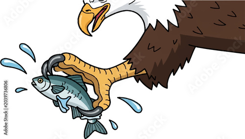 Konstfotografi Eagle Claw Catching Fish Wildlife Icon – Bird of Prey Talon Grabbing Fish Vector