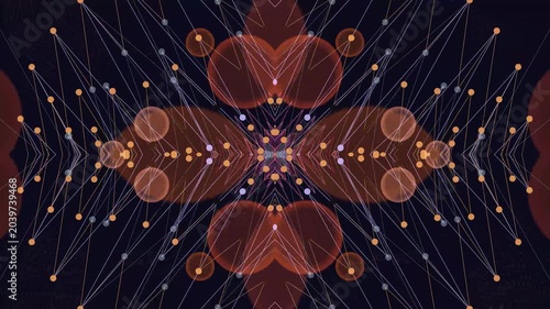 Symmetrical abstract design with glowing orange and blue lines