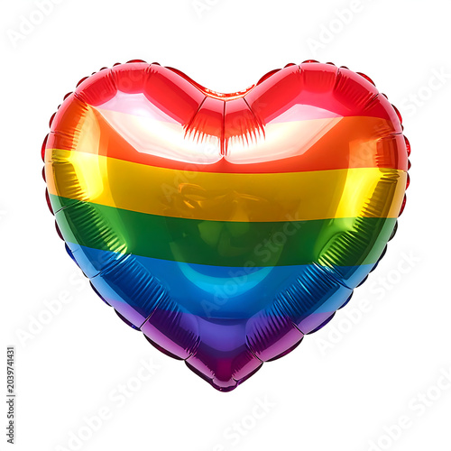 Colorful Rainbow Heart Foil Balloon Isolated Design