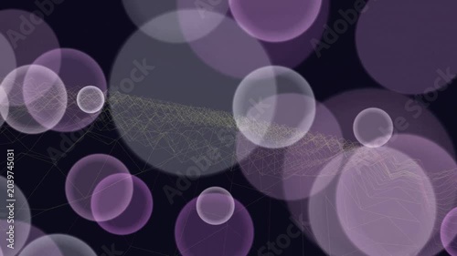 Purple Bubbles on Dark Background with White Highlights Floating Freely