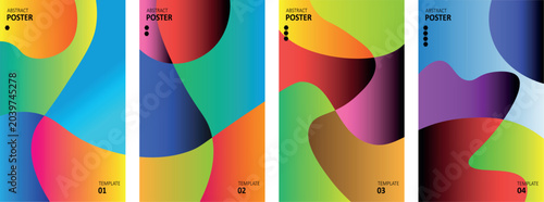 Schilderij op canvas Abstract posters set with vibrant fluid gradient shapes wavy liquid elements modern geometric composition for business presentation annual report brochure flyer design vector