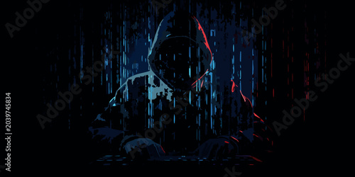 Fotografija hooded figure silhouette with glitch effect dark