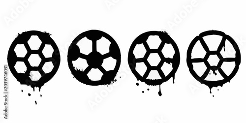 graffiti soccer balls black silhouette ball white