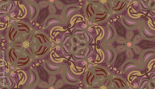 Seamless pattern with symmetrical flowers 