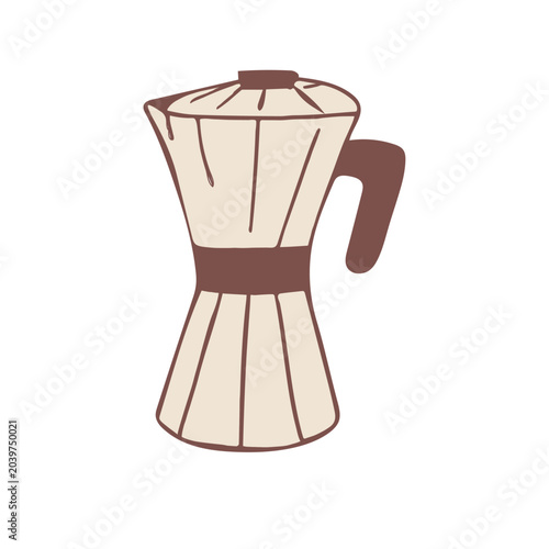 Minimal moka pot coffee maker illustration in cozy doodle style