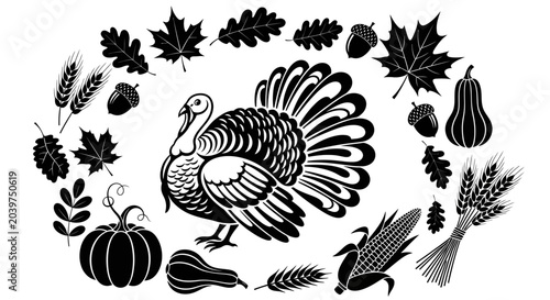 фотографія Black and white turkey illustration.