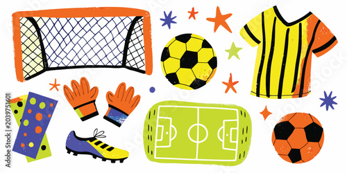 soccer equipment doodle colorful and playful goalpost