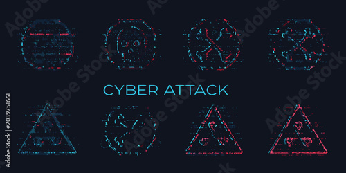 cyber attack icons vector illustration digital security